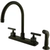 New Claremont Double Handle 8" Kitchen Faucet with Non-Metallic Sprayer Faucets With Side Spray