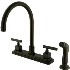 New Claremont Double Handle 8" Kitchen Faucet with Non-Metallic Sprayer Faucets With Side Spray