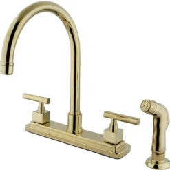 New Claremont Double Handle 8" Kitchen Faucet with Non-Metallic Sprayer Faucets With Side Spray