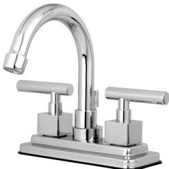 Clearance Claremont Two Handle 4" Centerset Lavatory Faucet with Brass Pop-up in Polished Chrome 4" Center Set