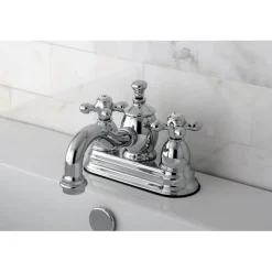Classic 4" Centerset Lavatory Faucet with Heritage Spout and Metal Cross Handle 4" Center Set