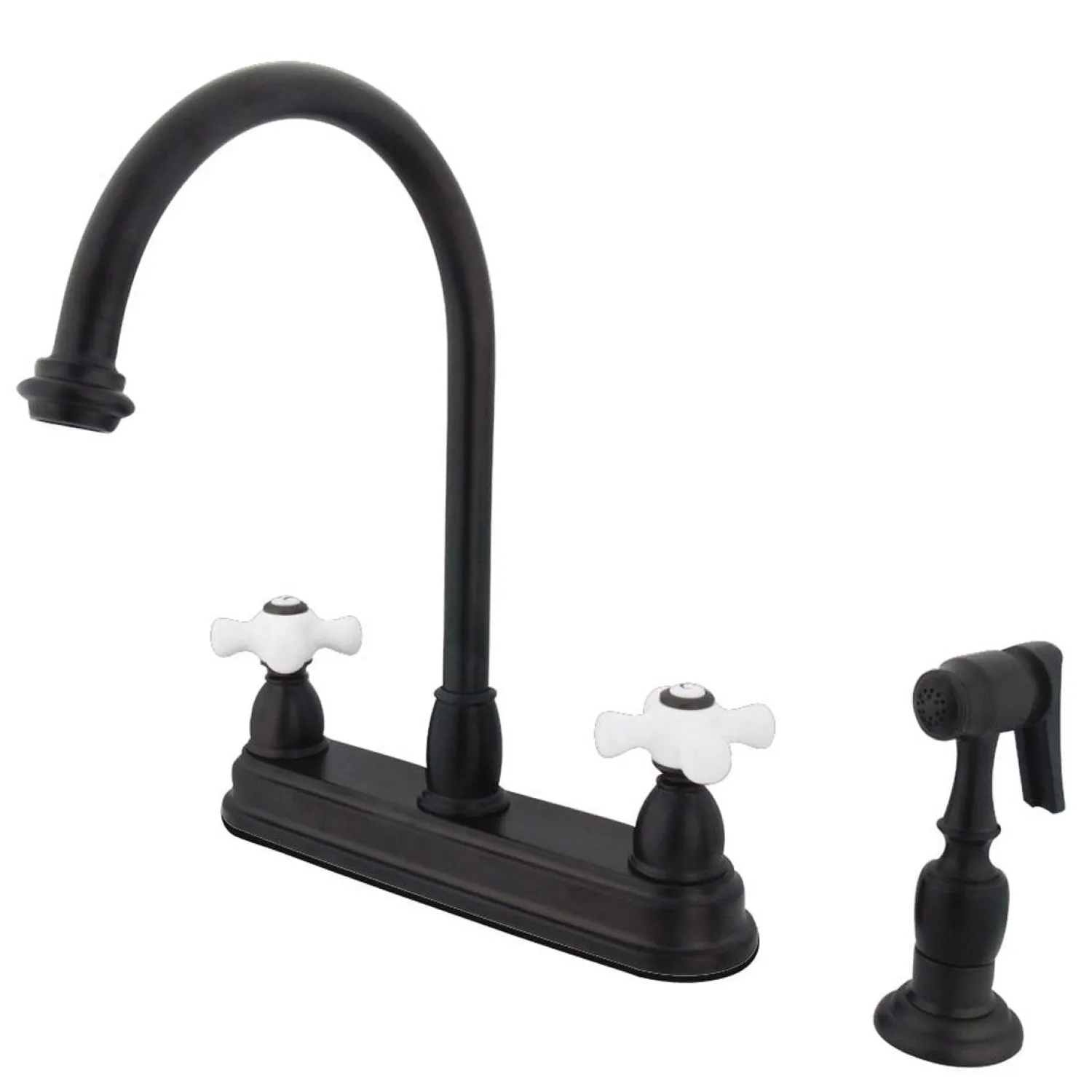 Discount Classic Restoration Two Handle 8" Kitchen Faucet with Brass Sprayer Faucets With Side Spray