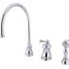 Clearance Classic Single Handle Widespread Kitchen Faucet with Brass Sprayer Widespread Kitchen Faucets