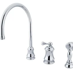 Clearance Classic Single Handle Widespread Kitchen Faucet with Brass Sprayer Widespread Kitchen Faucets