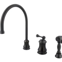 Clearance Classic Single Handle Widespread Kitchen Faucet with Brass Sprayer Widespread Kitchen Faucets