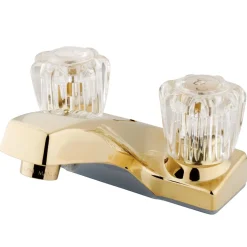 Best Columbia Two Handle 4" Centerset Lavatory Faucet in Polished Brass 4" Center Set