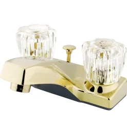 Columbia Two Handle 4" Centerset Lavatory Faucet with Brass Pop-up in Polished Brass 4" Center Set