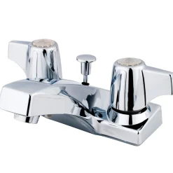 Clearance Columbia Two Handle 4" Centerset Lavatory Faucet with Retail Pop-up in Polished Chrome 4" Center Set