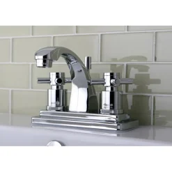 Clearance Concord Contemporary Two Handle 4" Centerset Lavatory Faucet with Brass Pop-up 4" Center Set