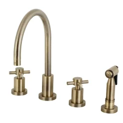 Clearance Concord Deck Mount 8-Inch Widespread Kitchen Faucet with Brass Sprayer Widespread Kitchen Faucets|Faucets With Side Spray