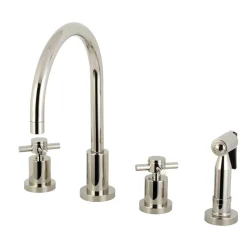 Clearance Concord Deck Mount 8-Inch Widespread Kitchen Faucet with Brass Sprayer Widespread Kitchen Faucets|Faucets With Side Spray