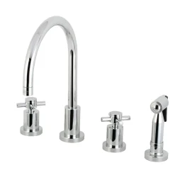 Clearance Concord Deck Mount 8-Inch Widespread Kitchen Faucet with Brass Sprayer Widespread Kitchen Faucets|Faucets With Side Spray