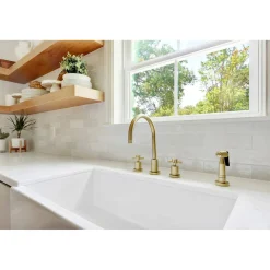 Clearance Concord Deck Mount 8-Inch Widespread Kitchen Faucet with Brass Sprayer Widespread Kitchen Faucets|Faucets With Side Spray