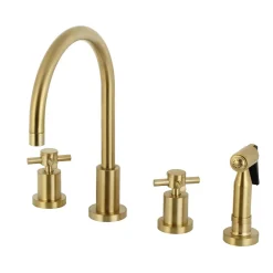 Clearance Concord Deck Mount 8-Inch Widespread Kitchen Faucet with Brass Sprayer Widespread Kitchen Faucets|Faucets With Side Spray