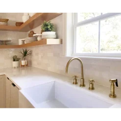 Clearance Concord Deck Mount 8-Inch Widespread Kitchen Faucet with Brass Sprayer Widespread Kitchen Faucets|Faucets With Side Spray