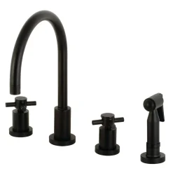 Clearance Concord Deck Mount 8-Inch Widespread Kitchen Faucet with Brass Sprayer Widespread Kitchen Faucets|Faucets With Side Spray