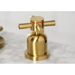 Online Concord Deck Mount Widespread Bathroom Faucet with Brass Pop-Up 8
