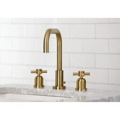 Online Concord Deck Mount Widespread Bathroom Faucet with Brass Pop-Up 8