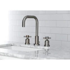 Online Concord Deck Mount Widespread Bathroom Faucet with Brass Pop-Up 8