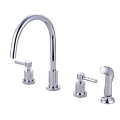 Sale Concord Double Handle Widespread Kitchen Faucet with Non-Metallic Sprayer Widespread Kitchen Faucets