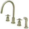 Best Concord Double Handle Widespread Kitchen Faucet with Non-Metallic Sprayer and Cross Handles Widespread Kitchen Faucets