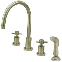 Best Concord Double Handle Widespread Kitchen Faucet with Non-Metallic Sprayer and Cross Handles Widespread Kitchen Faucets