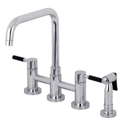 Sale Concord 4-Hole Two-Handle Bridge Kitchen Faucet with Brass Side Sprayer Faucets With Side Spray|Bridge Faucets