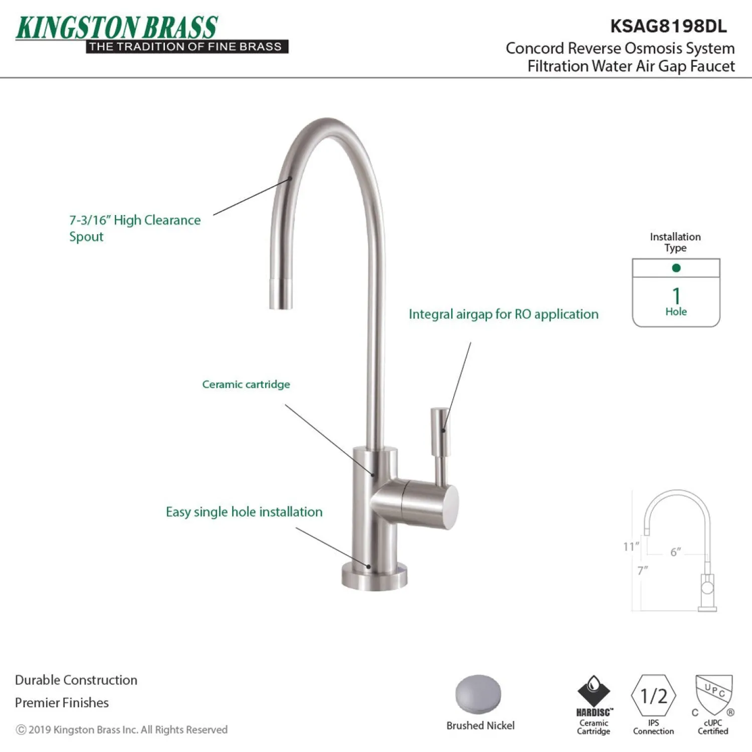 Sale Concord Reverse Osmosis System Filtration Water Air Gap Faucet Single Hole