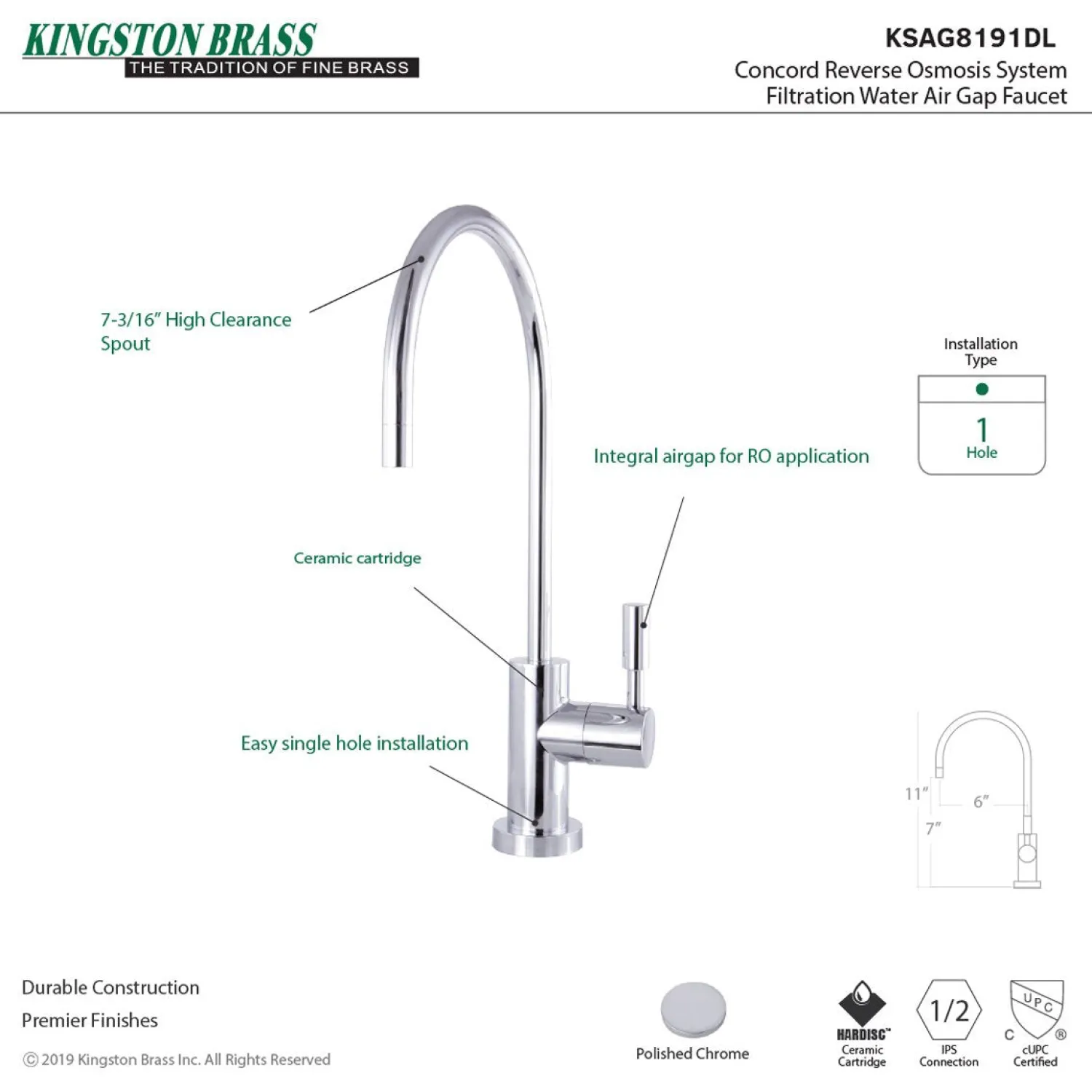 Sale Concord Reverse Osmosis System Filtration Water Air Gap Faucet Single Hole