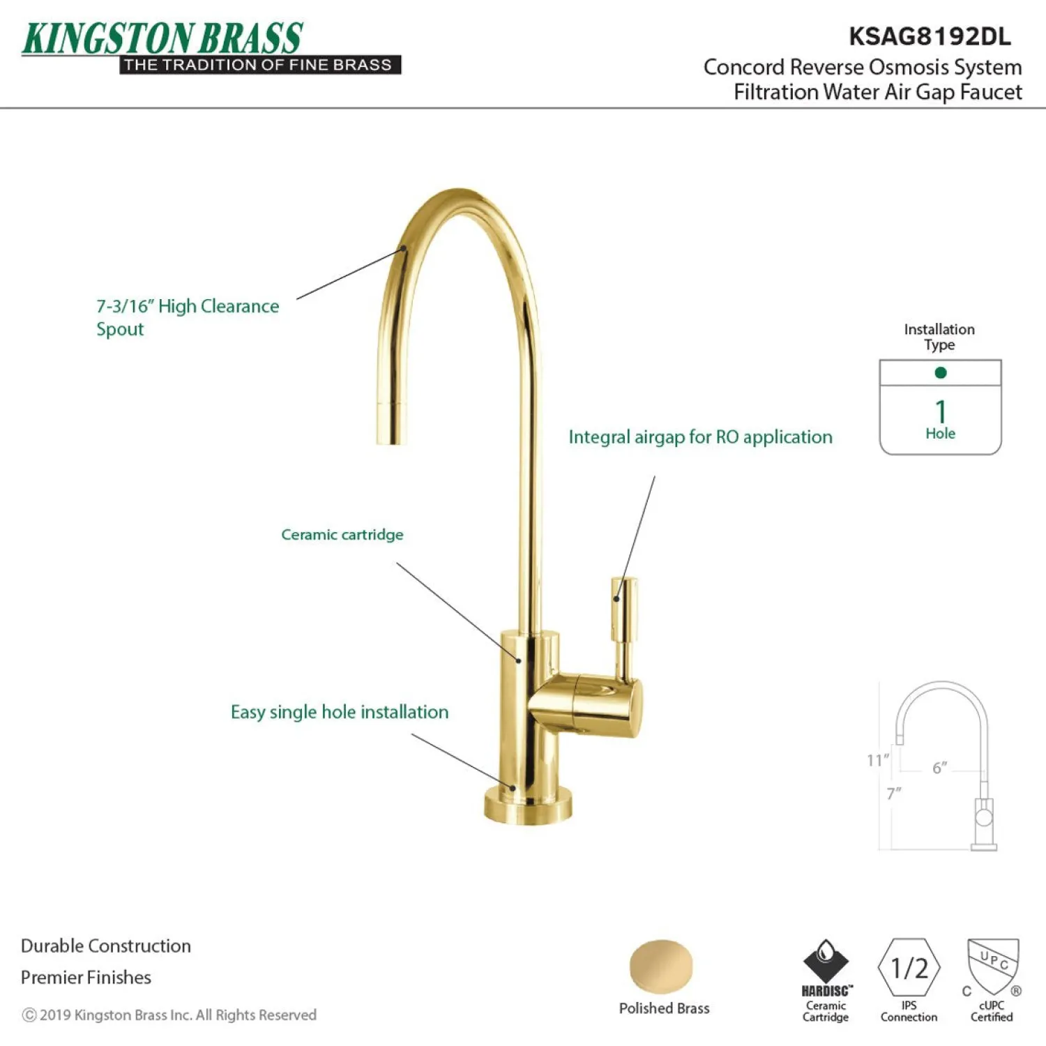 Sale Concord Reverse Osmosis System Filtration Water Air Gap Faucet Single Hole