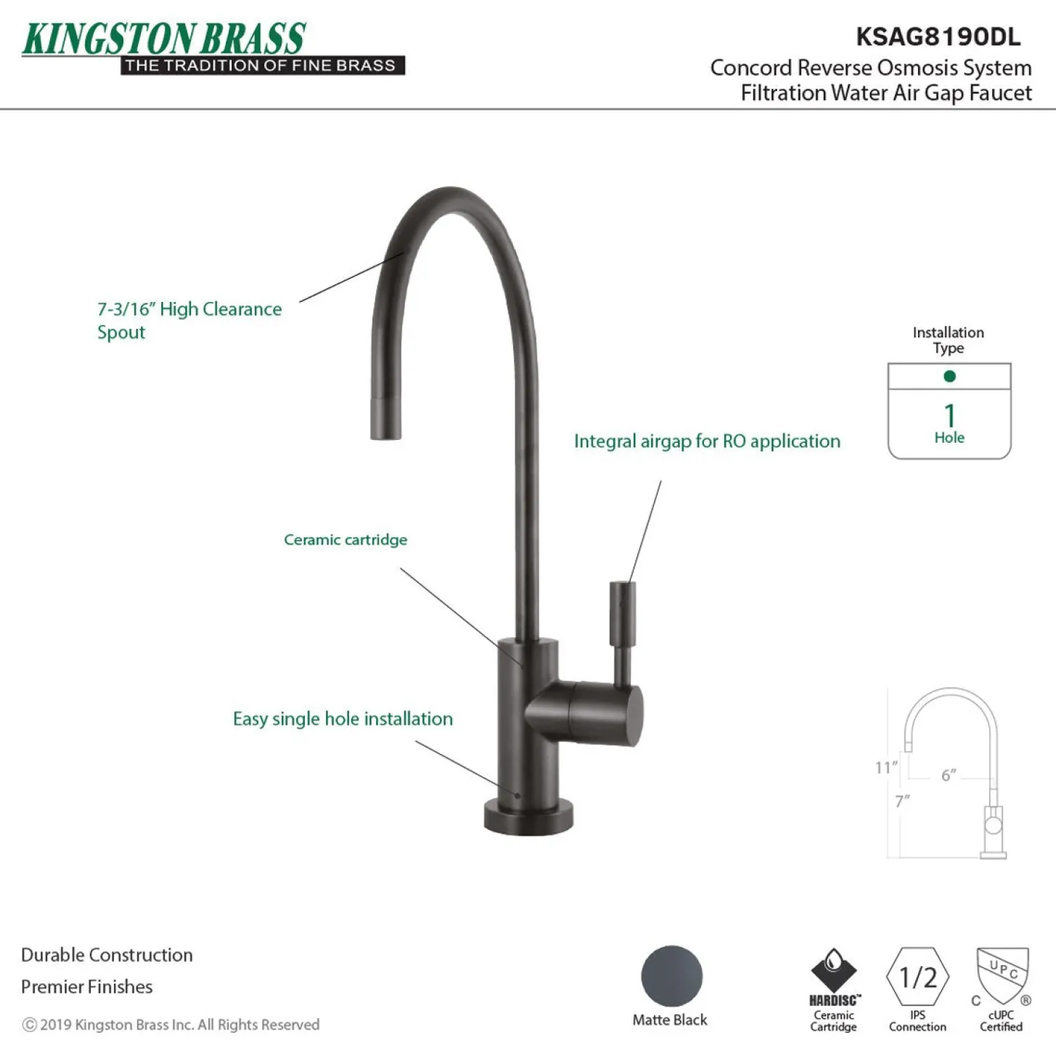 Sale Concord Reverse Osmosis System Filtration Water Air Gap Faucet Single Hole