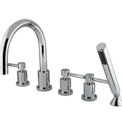 New Concord Three Handle Roman Tub Filler with Hand Shower in Polished Chrome Tub & Shower Sets|Tub Faucets
