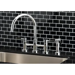 Best Concord Two-Handle Bridge Kitchen Faucet with Brass Side Sprayer Faucets With Side Spray|Bridge Faucets