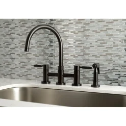 Best Concord Two-Handle Bridge Kitchen Faucet with Brass Side Sprayer Faucets With Side Spray|Bridge Faucets