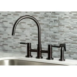 Best Concord Two-Handle Bridge Kitchen Faucet with Brass Side Sprayer Faucets With Side Spray|Bridge Faucets