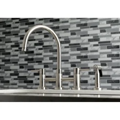 New Concord Two-Handle 4-Hole Bridge Kitchen Faucet with Brass Side Sprayer Faucets With Side Spray|Bridge Faucets