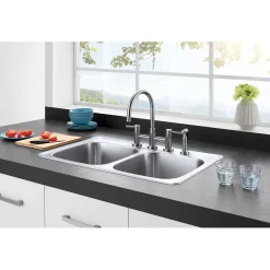 New Concord Two-Handle 4-Hole Bridge Kitchen Faucet with Brass Side Sprayer Faucets With Side Spray|Bridge Faucets