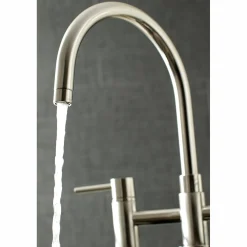 New Concord Two-Handle 4-Hole Bridge Kitchen Faucet with Brass Side Sprayer Faucets With Side Spray|Bridge Faucets