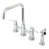 Concord Two-Handle Deck Mount Bridge Kitchen Faucet with Brass Side Sprayer Faucets With Side Spray|Bridge Faucets