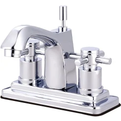 Hot Concord Two Handle Three Hole 4" Centerset Lavatory Faucet with Brass Pop-up 4" Center Set