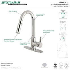 Best Continental Gourmetier Single-Handle Pull-Down Kitchen Faucet Single Hole