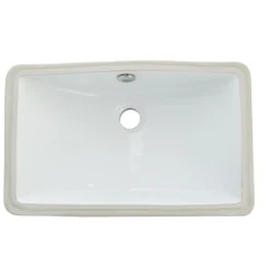 Courtyard White China Undermount Bathroom Sink with Overflow Hole Undermount