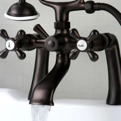 Outlet Deck Mount 2-Hole Clawfoot Tub Faucet with Hand Shower Tub & Shower Sets|Tub Faucets