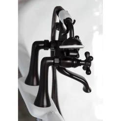 Outlet Deck Mount 2-Hole Clawfoot Tub Faucet with Hand Shower Tub & Shower Sets|Tub Faucets