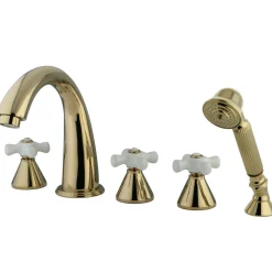Outlet Deck Mount Roman Tub Filler 5 Pieces with Hand Shower Tub & Shower Sets|Tub Faucets