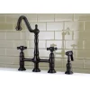 Hot Duchess Deck Mount 8" Centerset Kitchen Faucet with Brass Sprayer Faucets With Side Spray|Bridge Faucets