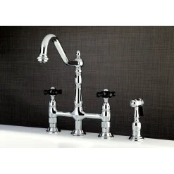 Hot Duchess Deck Mount 8" Centerset Kitchen Faucet with Brass Sprayer Faucets With Side Spray|Bridge Faucets