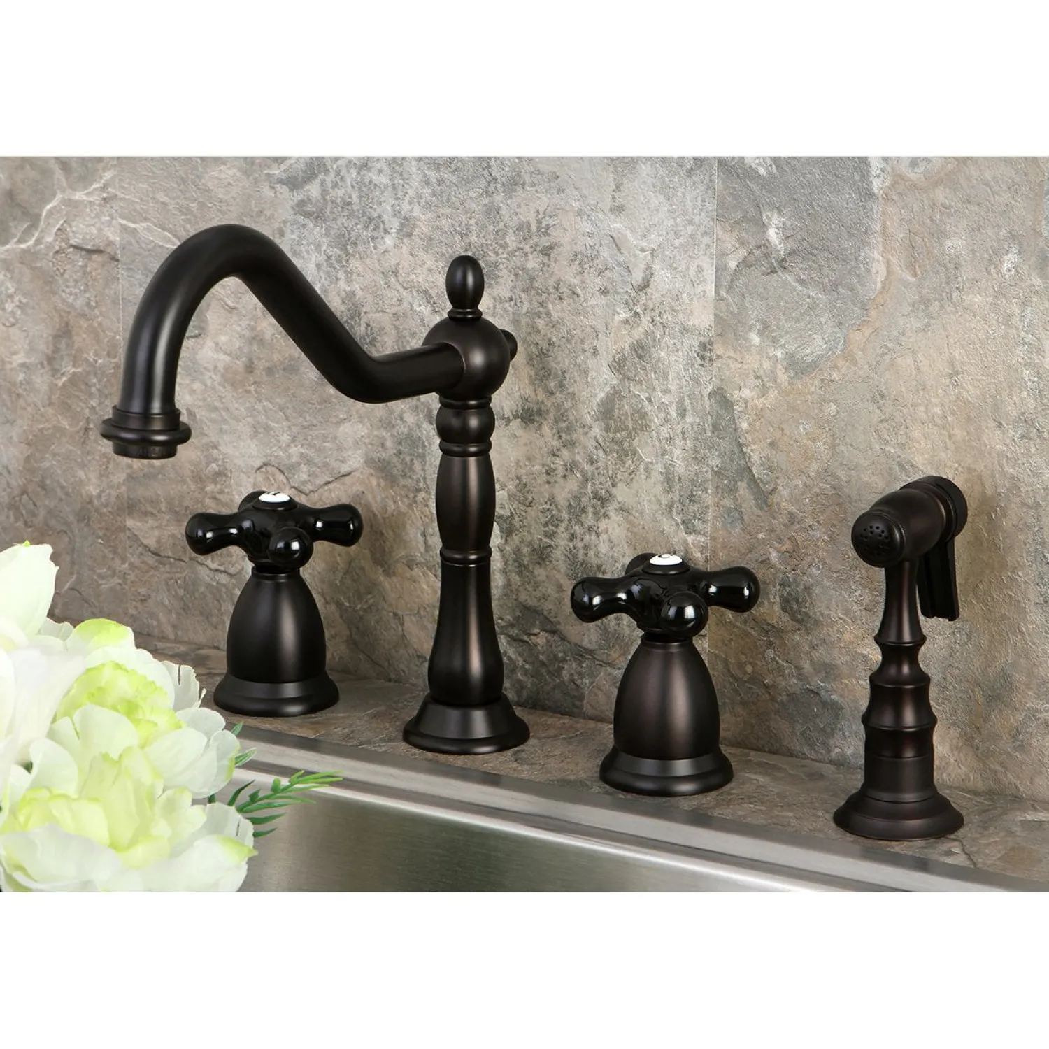 New Duchess Deck Mount 4-Hole Widespread Kitchen Faucet Widespread Kitchen Faucets|Faucets With Side Spray