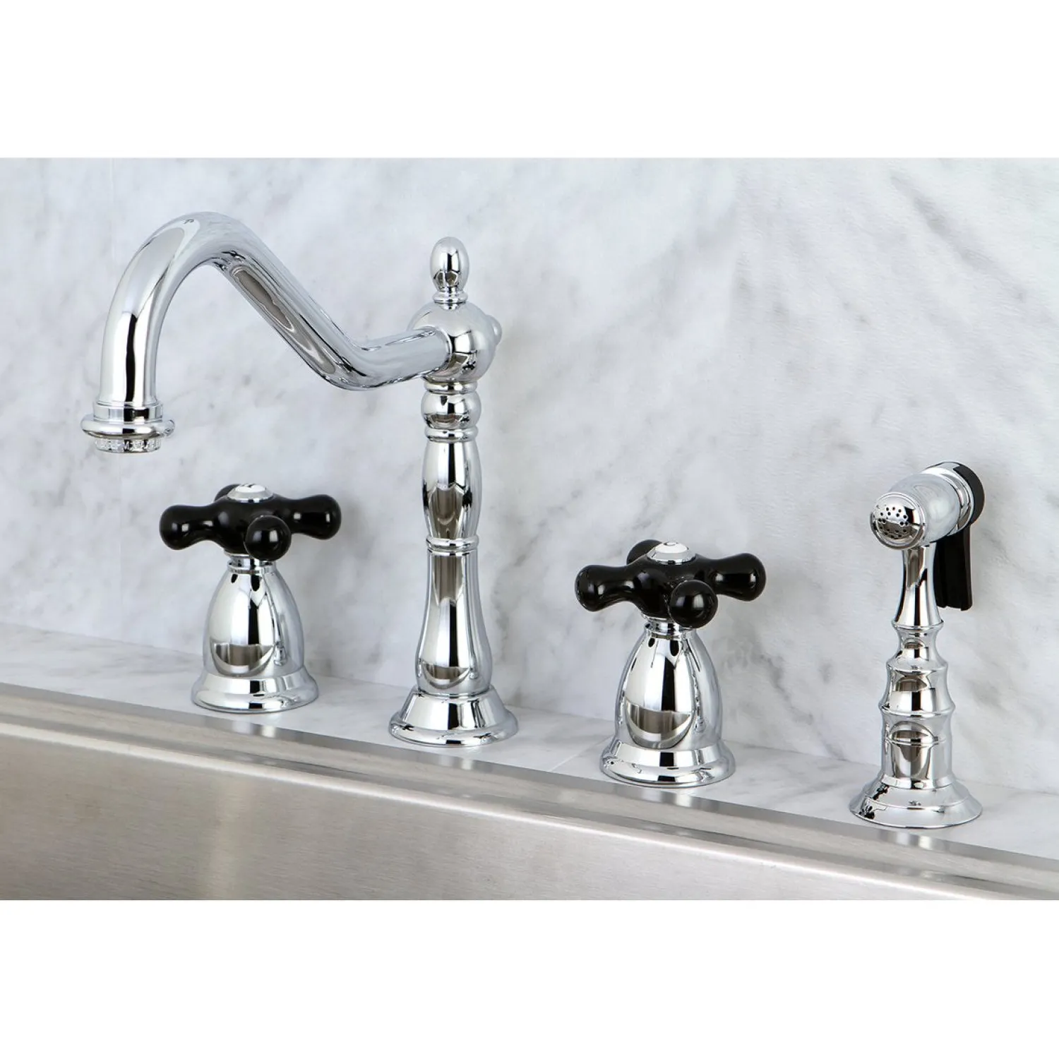 New Duchess Deck Mount 4-Hole Widespread Kitchen Faucet Widespread Kitchen Faucets|Faucets With Side Spray