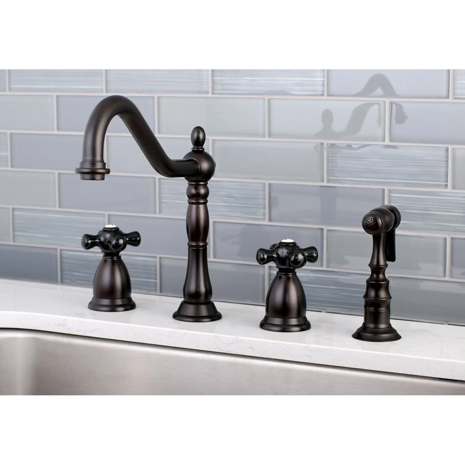 New Duchess Deck Mount 4-Hole Widespread Kitchen Faucet Widespread Kitchen Faucets|Faucets With Side Spray